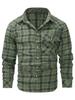 Autumn/Winter Denim Jacket with Turn-Down Collar and Flannel Plaid Shirt Coat
