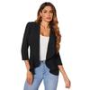 KOTTY Women's Single Breasted Relaxed Fit Shawl Collar 3/4 Sleeve Blazer Coal Black