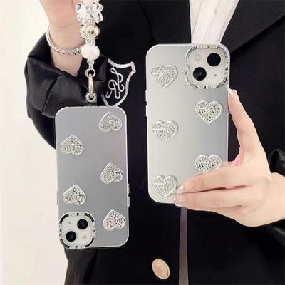 Luxuriöse 3D-Silber-Love-Armband-Hülle für iPhone 15 14 13 12 11 Pro Max XS XR All-Inclusive-Fallschutzhülle