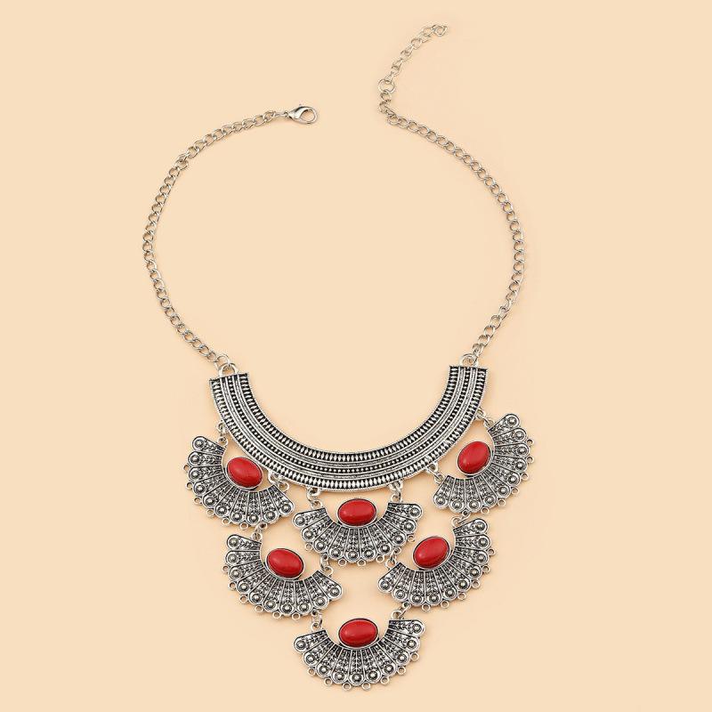 Retro Ethnic Style Alloy Collarbone Chain Hollow Flower Creative Necklace Bohemian Hanfu Ancient Clothing Neck Chain Necklace