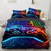 Game King Queen Duvet Cover 3D Black Game Handle Bedding Set for Kids Teens Boys Man Gamer Bedroom Decor Quilt Cover Pillowcase