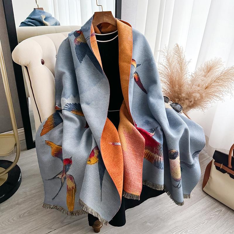 Butterfly Thickened High-End Sense Of Warmth, Scarf, Large Shawl, And Female Autumn And Winter
