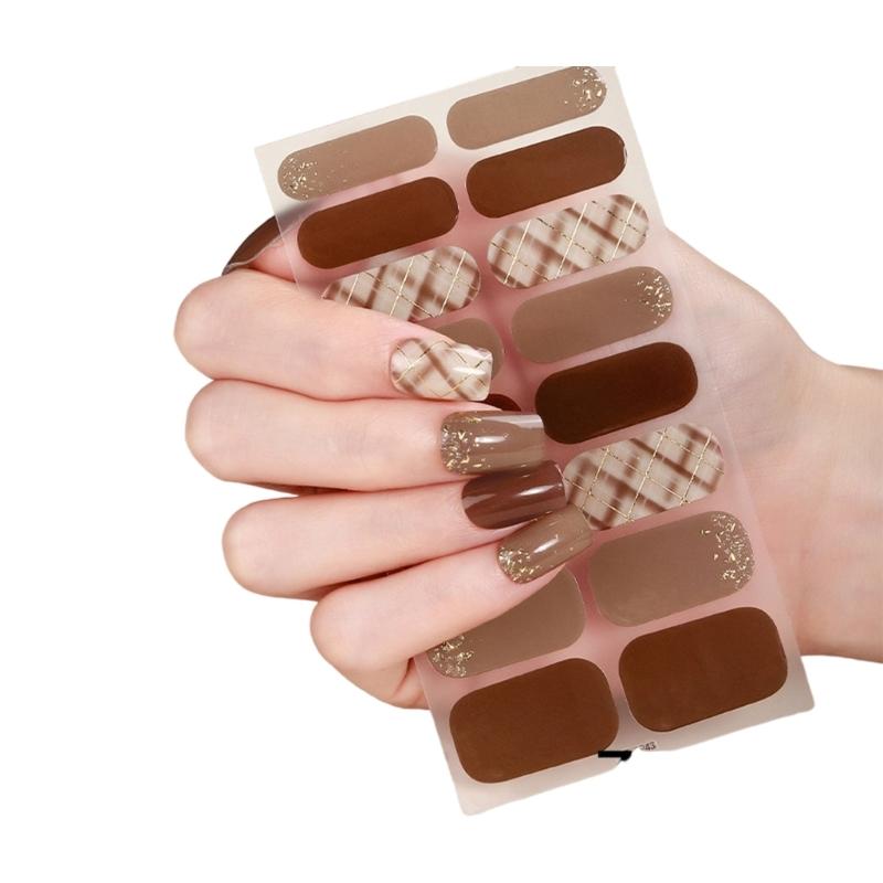 Strong Adhesive Nail Strips Polish Film Decals Stick On Art Decals Without LED Lamps Curing Stylish and Long Lasting