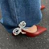 ins bow pants anklet, trouser length shortened decoration, European and American pins imitation pearls