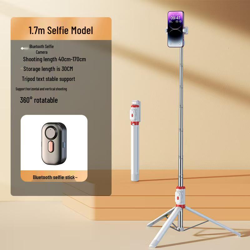 Bluetooth Selfie Stick with Fill Light and Portable Tripod Stand