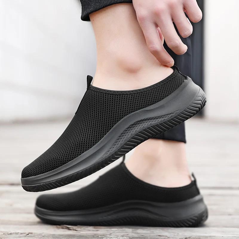 Men's Sneakers Comfortable Lightweight Soft Half Slipper Flat Running Shoes Outdoor Casual Sports Shoes Man Shoes