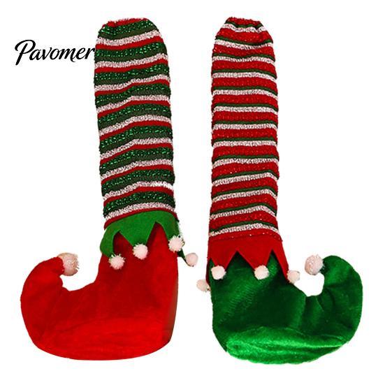 Knitted Socks for Christmas 4 Pcs Table Chair Leg Covers, Striped Elf Elastic Felt Pads Chairs Socks, Furniture Floor Protectors Dining Room,