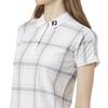 FootJoy Damen Weiß Kariert Kurzarm Piqué Poloshirt, Größe M (FJW-S25-S04, 34828-M)
