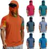 Herren Sommer Camouflage Farbverlauf Trocknendes Kurzarm-T-Shirt, Sonnenschutzkleidung, Angeln, Fitness, Sport, Kapuzen-Kurzarmshirt