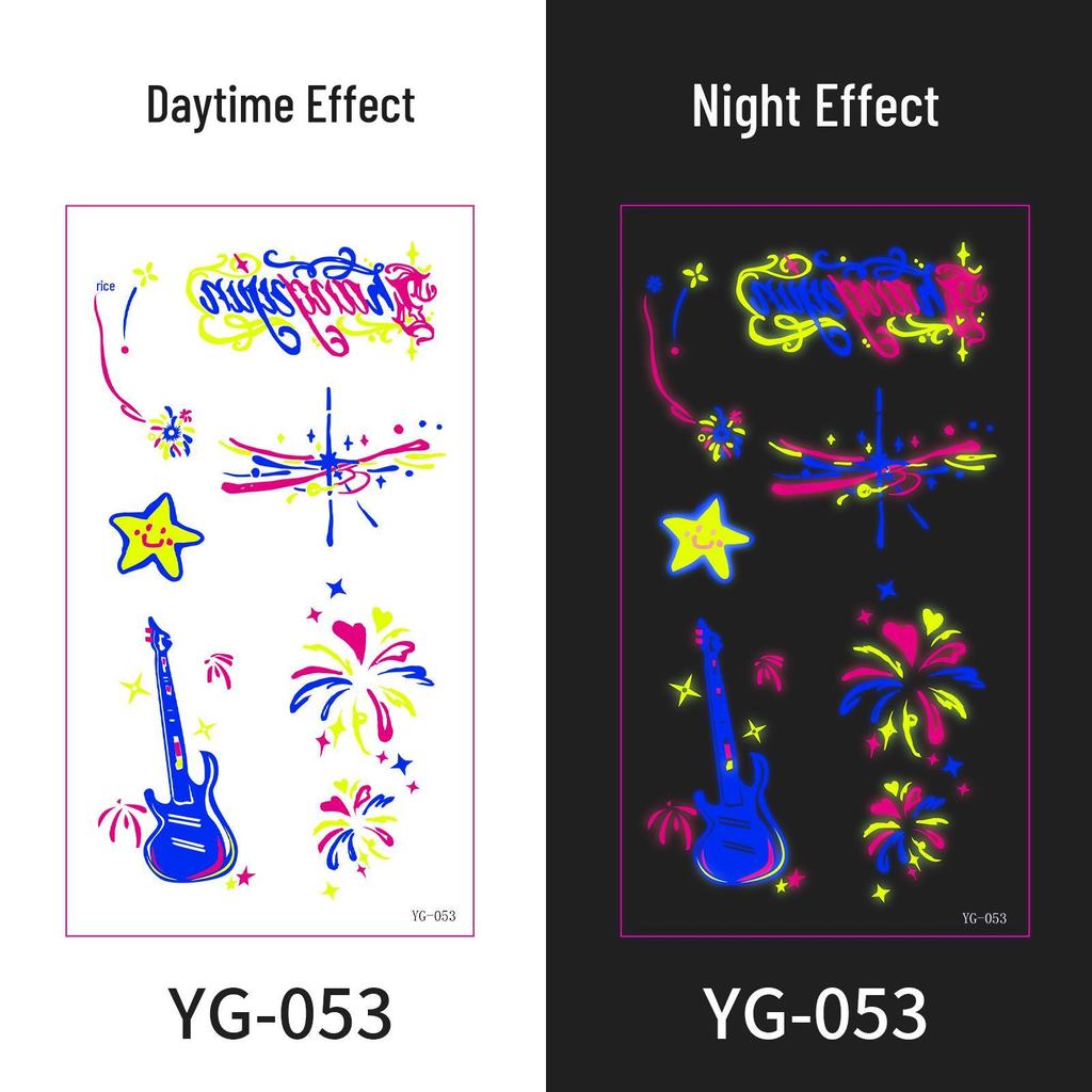 Neon Glow Music Festival Tattoo Stickers: Bright Fluorescent Designs for Concerts and Parties