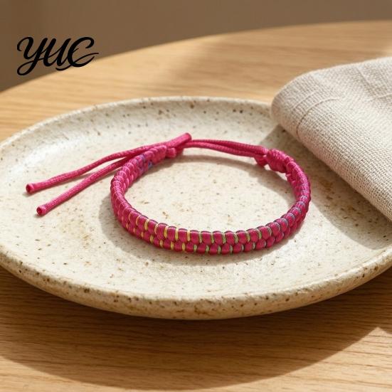 Cavigliere Intrecciate Minimaliste Bracciale da Surfista, Braccialetti Colorati Regolabili Fatti a Mano per Amicizia Donna Boho Polso Uomo Cavo in Poliestere Resistente Polso
