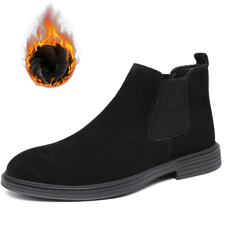 

Модные мужские повседневные деловые офисные ботинки челси в английском стиле из коровьей замши, черные модные ковбойские ботинки на осень-зиму 240