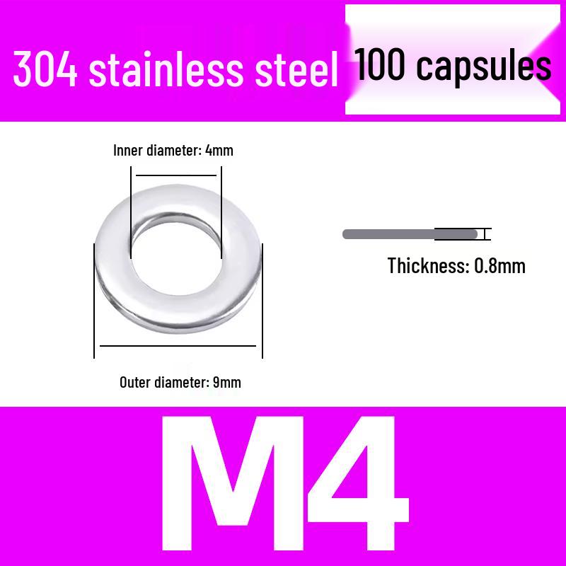 304 Stainless Steel Flat Washer for M1.6-M45 Screws