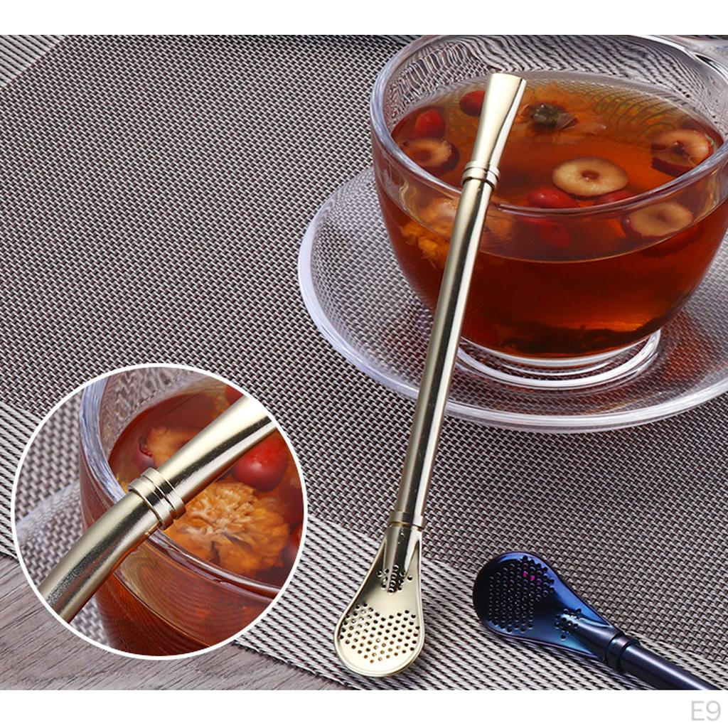 Tea Straws Filtered Spoons Juice Coffee Drinking Straw 6 Colors