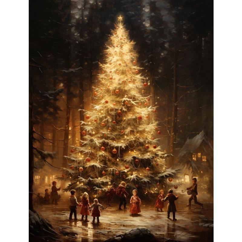 Vintage Winter Christmas Gingerbread Santa Christmas Tree Posters Prints Canvas Painting Wall Art Picture Living Room Home Decor