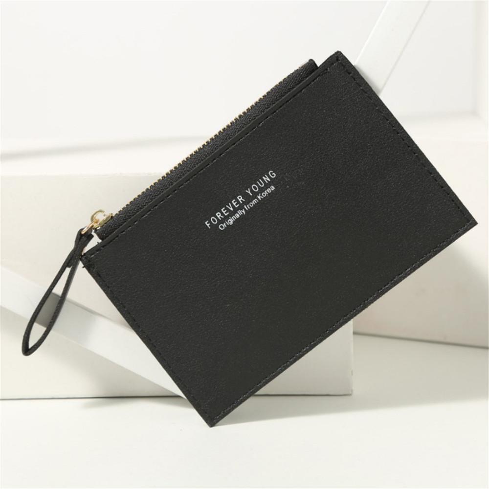 

Men Women PU Zipper Mini Wallet Cash ID Card Credit Card Holder Pure Color Mini Business Card Case Name Card Holder Holiday Gift чорний