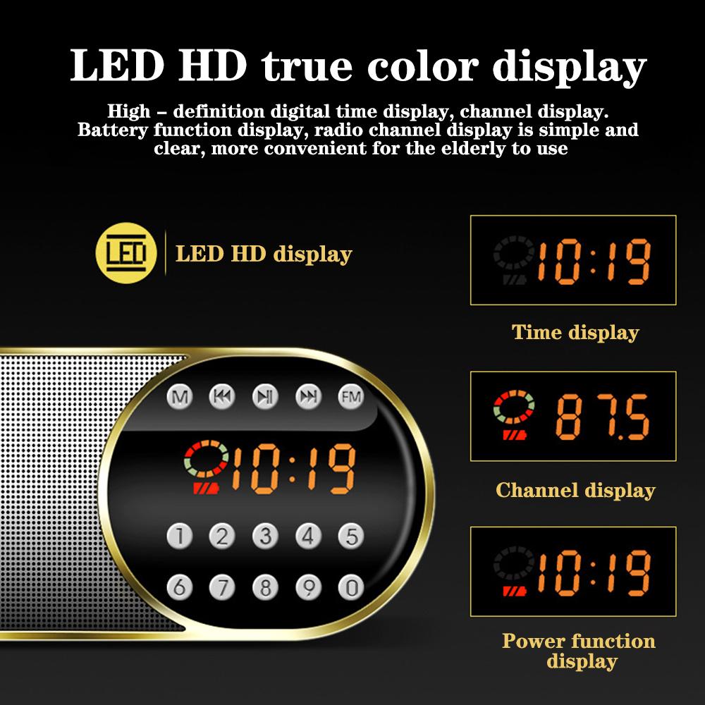 Portátil mini rádio fm sem fio bluetooth 5.0 alto-falantes tf \ usb \ led função flashling suporte 3.5mm fone de ouvido mp3 player