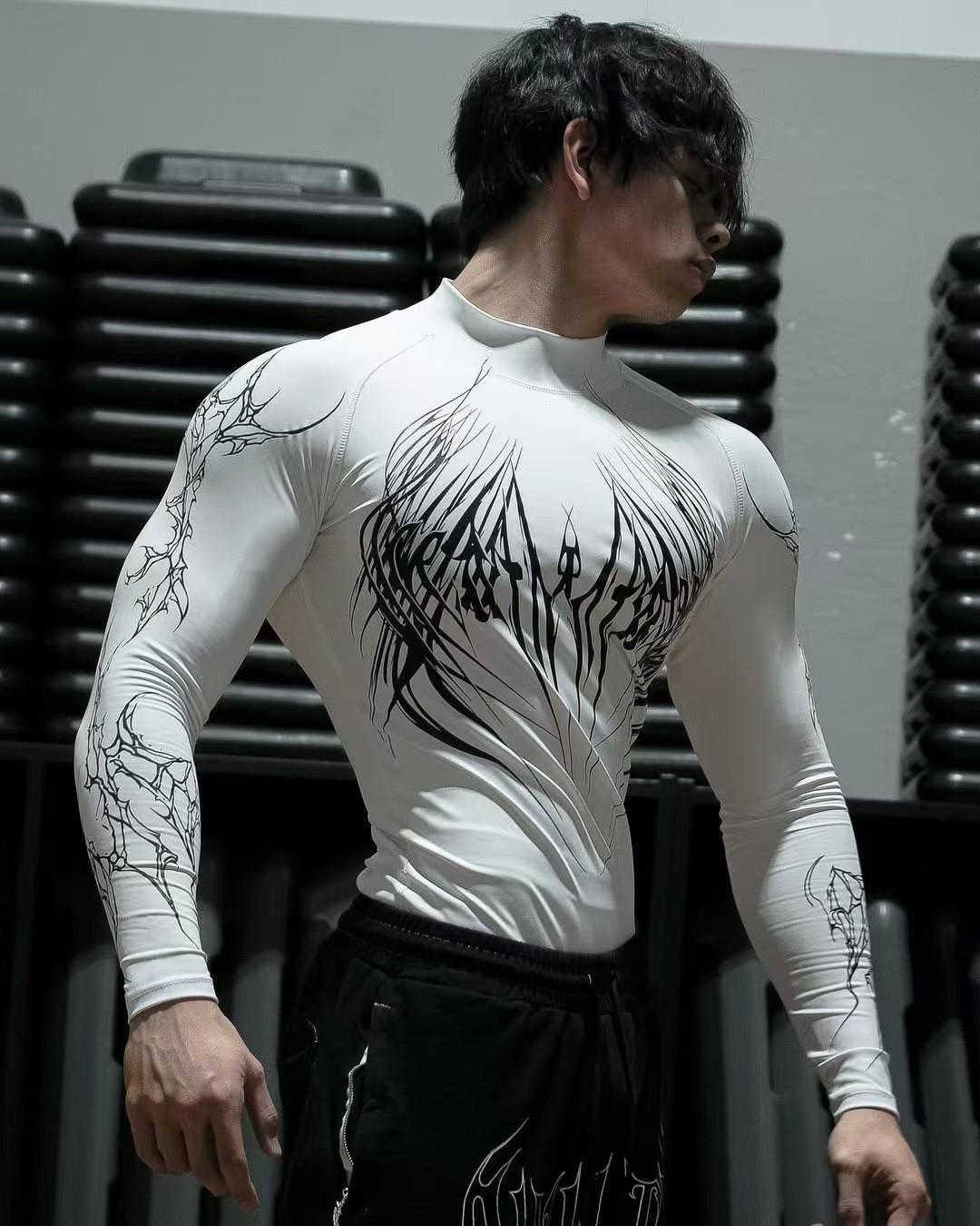 Take One Breathedivinity Venom Draak Lange Mouwen Mannen Compressie Shirt - Sneldrogend, Elastisch Fitness Top Large