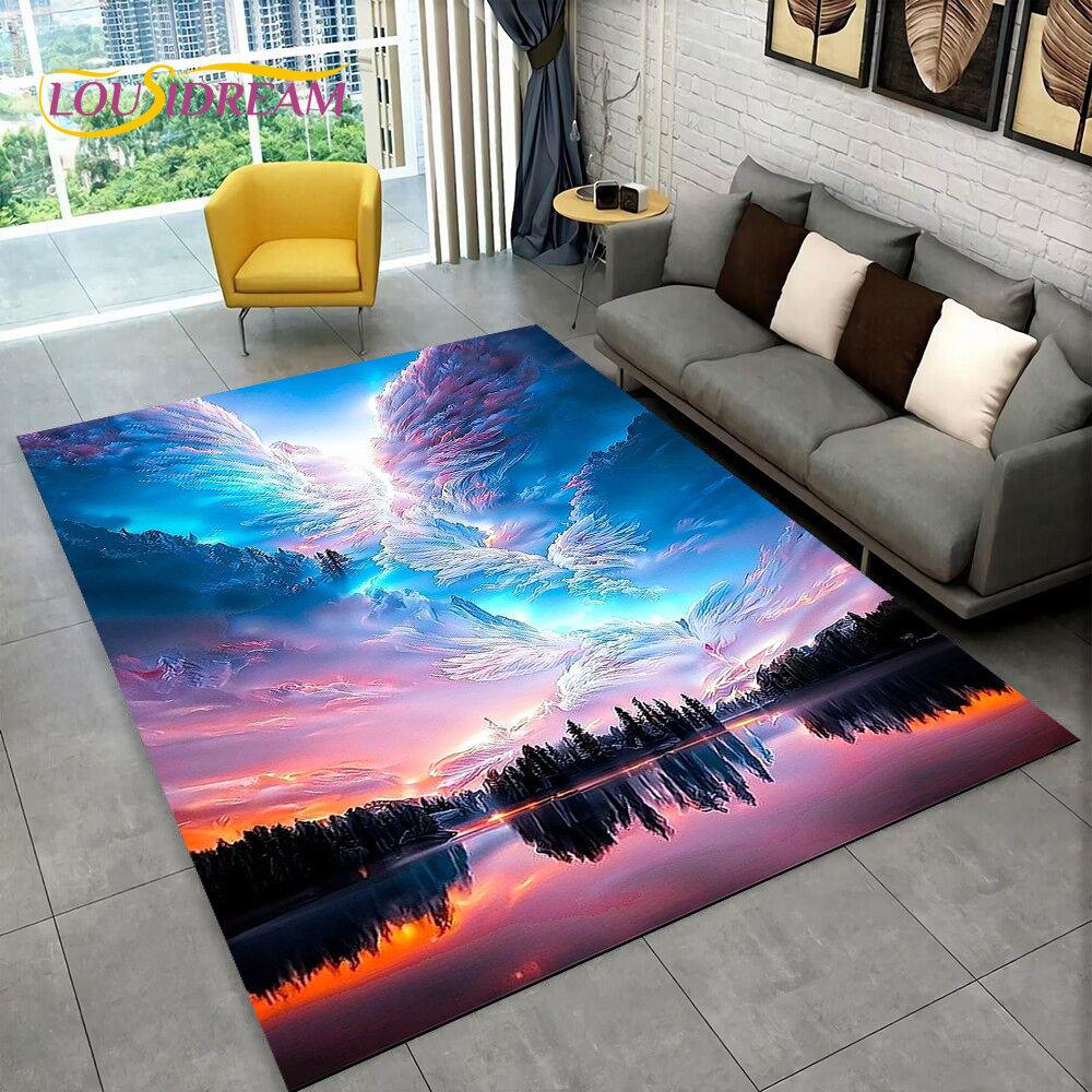 3D Natural ,Tornado, Cloud Twister Area Rug Large,Carpet Rug for Living Room Bedroom Sofa Doormat Decoration, Non-slip Floor Mat