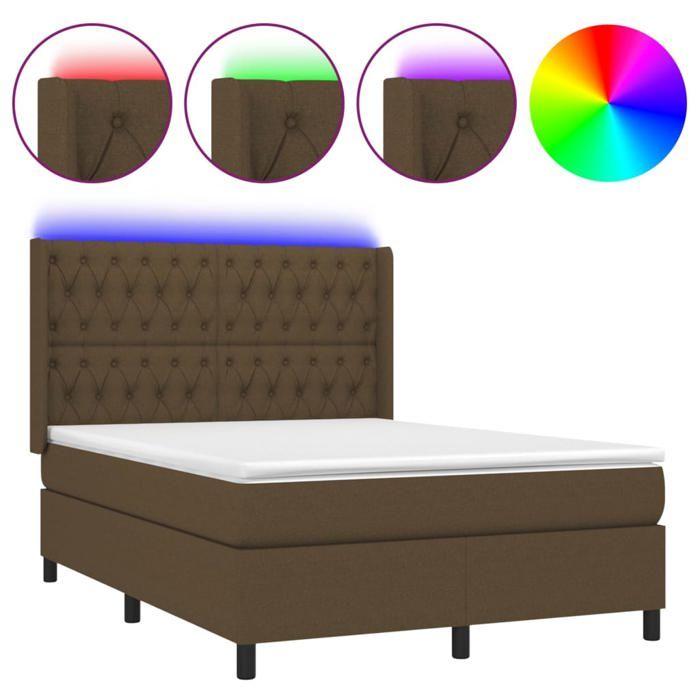 Maison Exclusive - Sommier à lattes de lit matelas et LED Marron foncé 140x200 cm