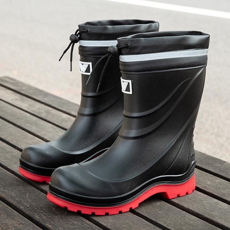 Fashion Bundle Rain Shoes New Short Tube Non-slip Medium Tube Rain Shoes Short Water Shoes Velvet Outdoor Work Rubber Shoes Batch