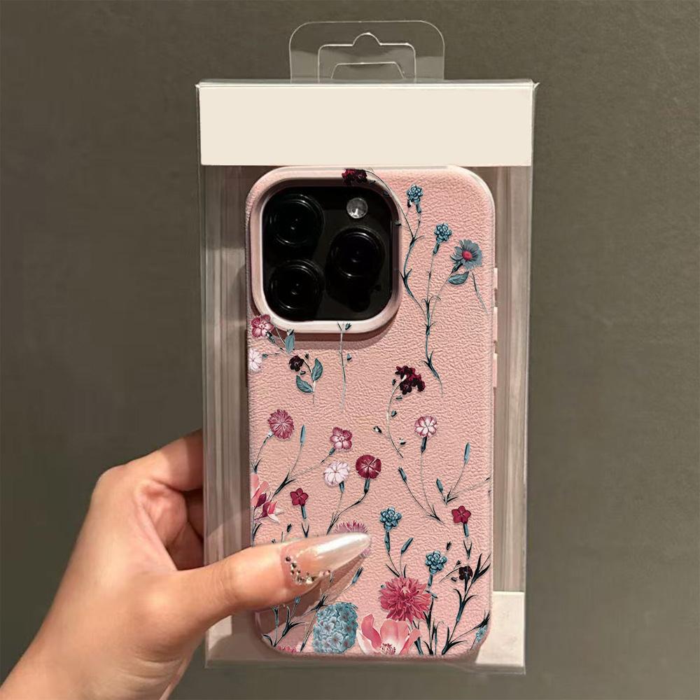 Romantic Flower Pattern Phone Case For Iphone 17 17E 16E 12 Pro Max 11 13 Plus 14 16 15 Transparent Daily Use Bumper Shell Coque