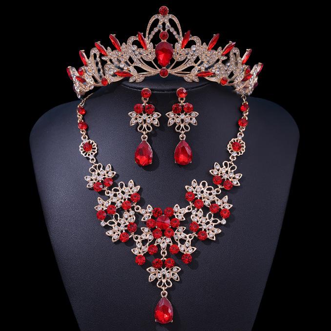 Bride's Headwear Crown Set Chain Rhinestone Set Decorative Items Queen's Hair Crown Wedding Hair Accessories Dress Accessories