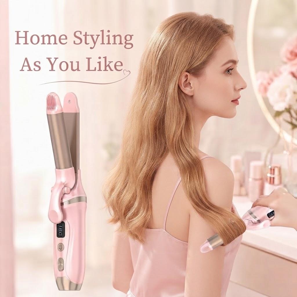 Elegantes AE-522C Smart Lockenstab, Pink, Keramikglasur-Beschichtung, 3-stufige Temperaturregelung