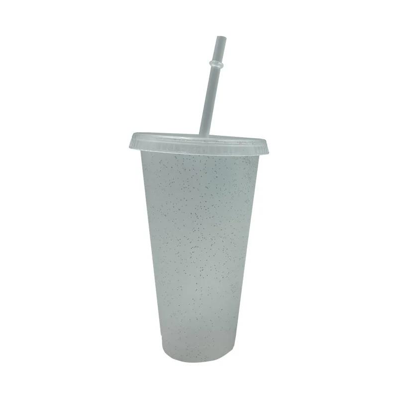 480/700ML Sequin Glitter Straw Cup Plastic Cup with Lids and Straws Reusable Coffee Cups Mugs Bubble Tea Cup Party Bar Drinkware