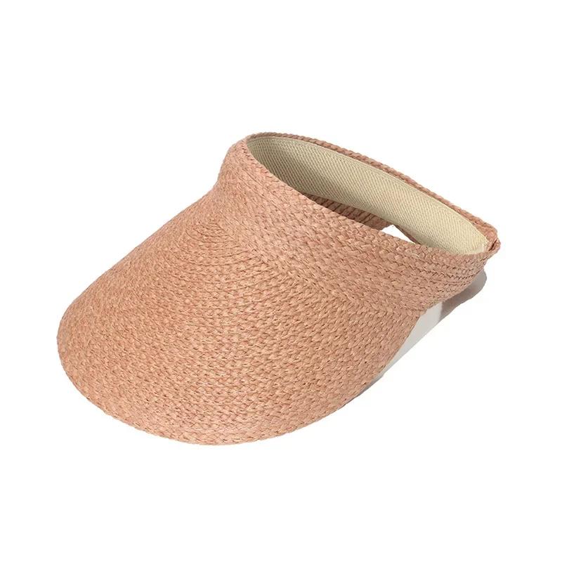 INS Hepburn Version Summer Eaves Empty Top Sun Hats For Women Headband Type Versatile Casual Roofless Beach Straw Cap Gorras