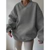 Elegant Fleece Top Women Pullover Regular Crew Neck Loose Fit Sweatshirt Casual Velvet Hoodie