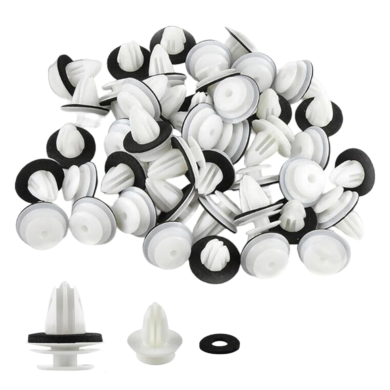 

BOJIDO Retainer Clips, Door Trim, Rivets, Automotive Interior Clips, Car Upholstery, Car Interior, Replacement, Universal, Set of 50, Plastic (White) білий