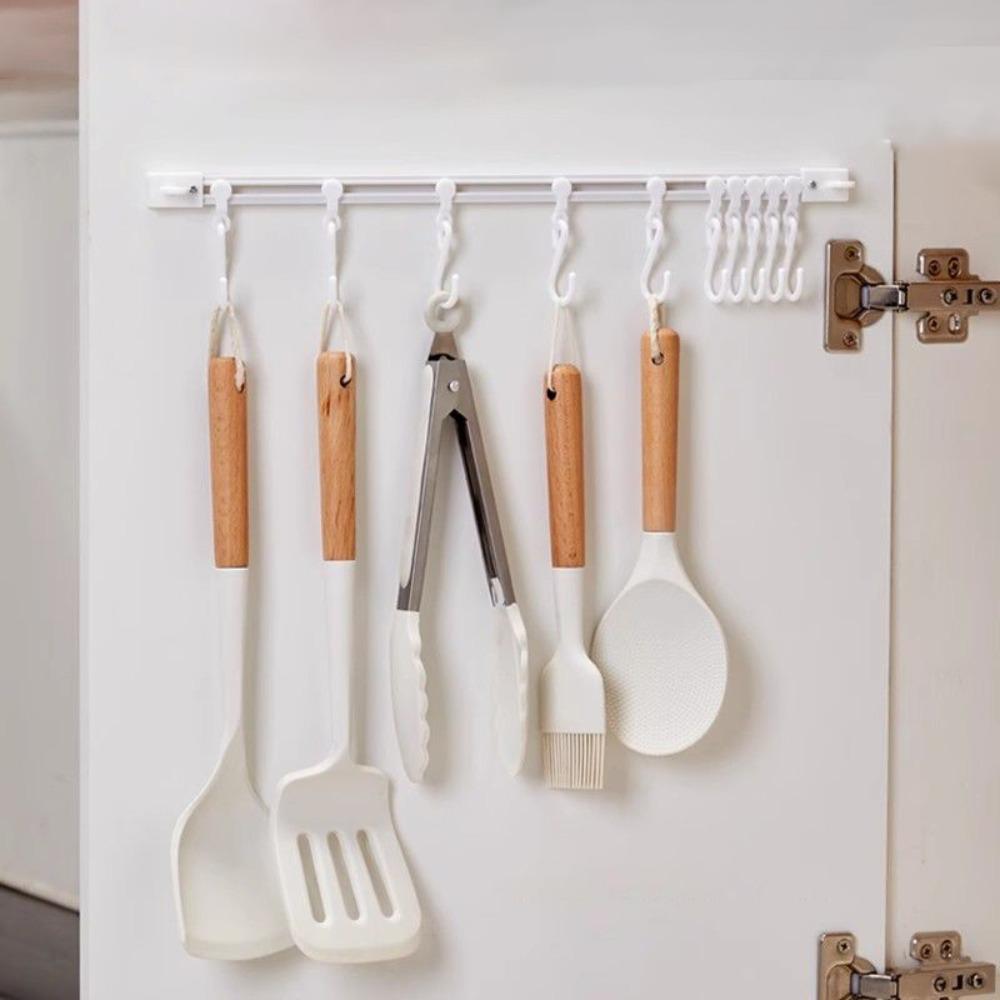 

Подвесные крючки для дверцы шкафа Регулируемые кухонные принадлежности для хранения Скользящие направляющие Липкие крючки Шпатель 1 Pc