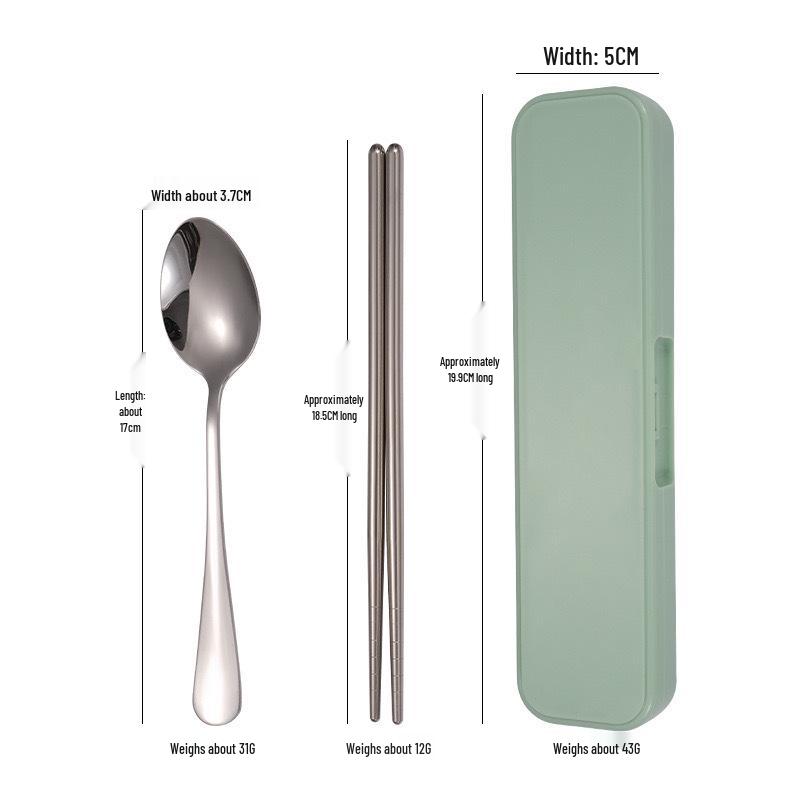Portable Stainless Steel Cutlery Set: Fork, Spoon & Chopsticks - Ideal for Students & Outdoor Use