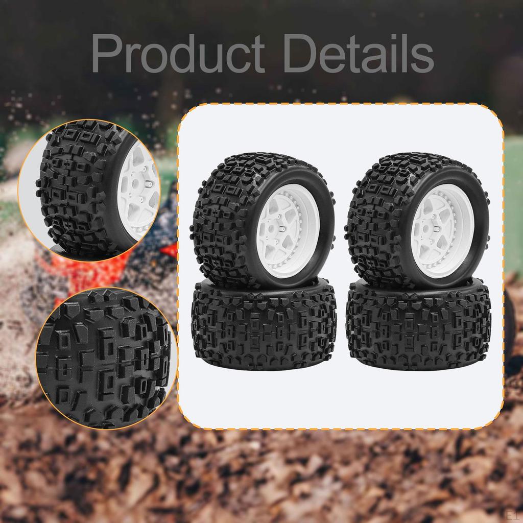 4 Pieces 1/18 RC Car Wheels and Tires Accessories Sturdy High Parts Replacement Part for