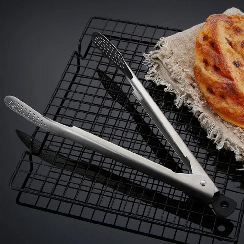 Stainless Steel Outdoor BBQ Clamps Long Handle Kitchen Cooking Clip Food Tongs  Home Kitchen