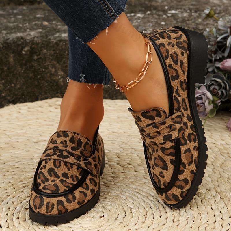 Chaussures Plates Mode Style Britannique Grandes Tailles pour Femmes Mocassins Bout Rond Polyuréthane Semelle Extérieure en Caoutchouc Améliorée Chaussures d'Été