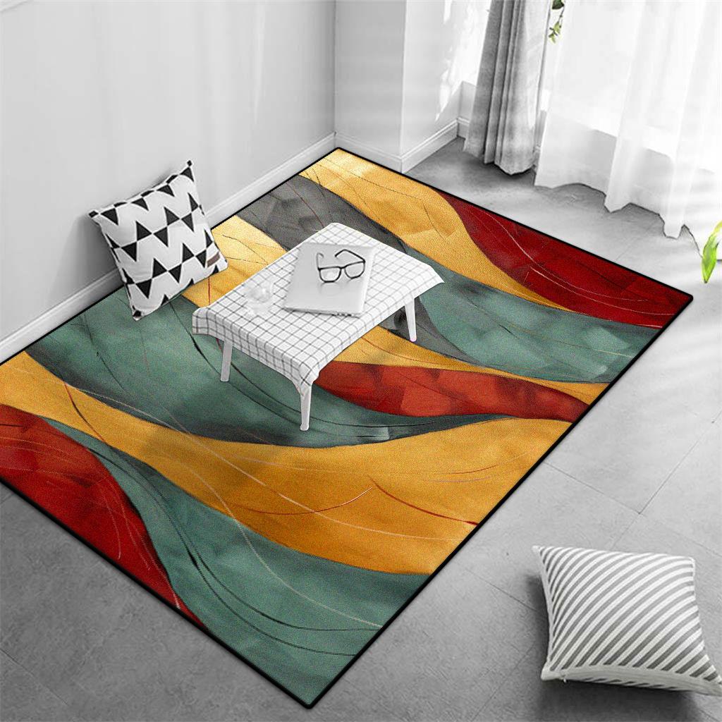 Modern Abstract Big Size Decorative Rug for Living Room Non-slip Easy Cleaning Coffee Tables Mat Office Cloakroom Carpet Flannel