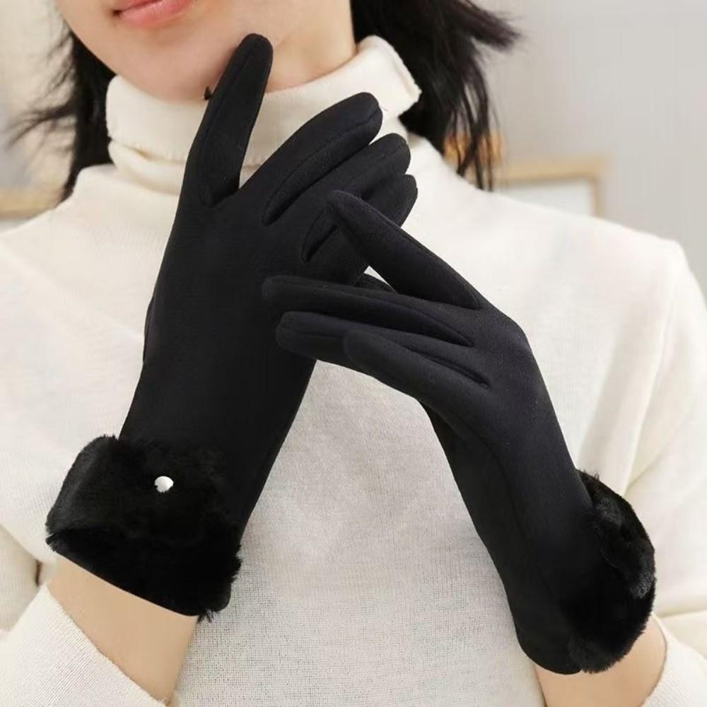 Thick Winter Gloves Windproof Women Mittens Cute Plush Gloves  Winter