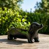 Dachshund Planter Cute Plant Pot Decorative DogShaped for Shelf, Patio, Balcony