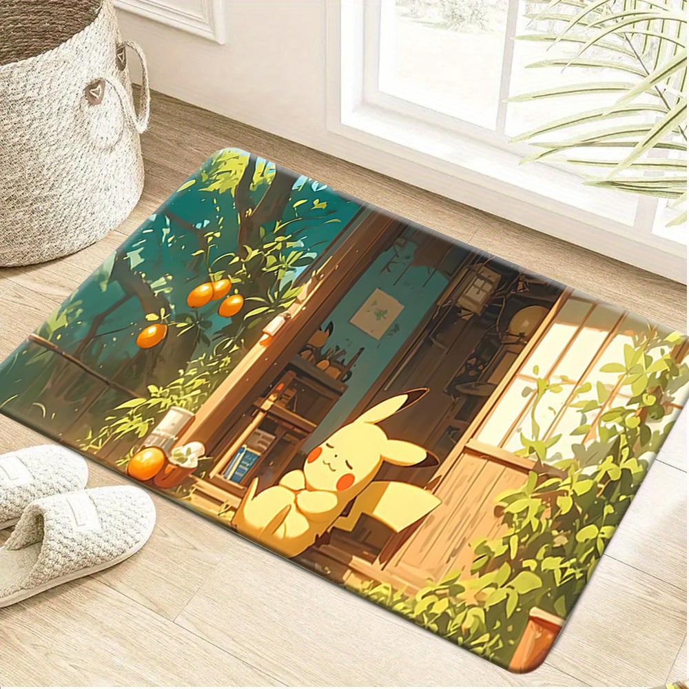 Cute Pokemon Squirtle Beach Scene Print Doormat Anti-slip Absorbent Floor Mat for Home Entrance Bedroom Living Room Decor