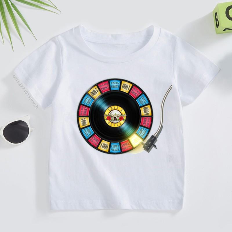 

3T~9T Roll Band Gun N Roses Children s T-shirt Men s and Women s Pop Music Short Sleeve Top Children s Casual Wear 4XL