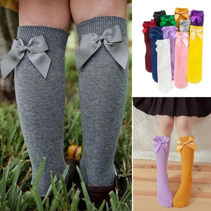 2 To 8 Yrs Leg Warmers Cotton Long Socks Cute Sweet Girl Lace Bows Princess for Infant Baby Spring Winter Toddler Sock