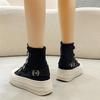 Women's High Canvas Shoe Design Buckle Strap Zip Simplicity Female Shoes Street Grace Waling Shoes