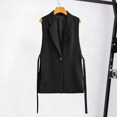 Women Vest Sleeveless Single Button Turn-down Collar Cardigan Solid Color Thin V Neck Casual Daily Wear OL Commute Business Waistcoat
