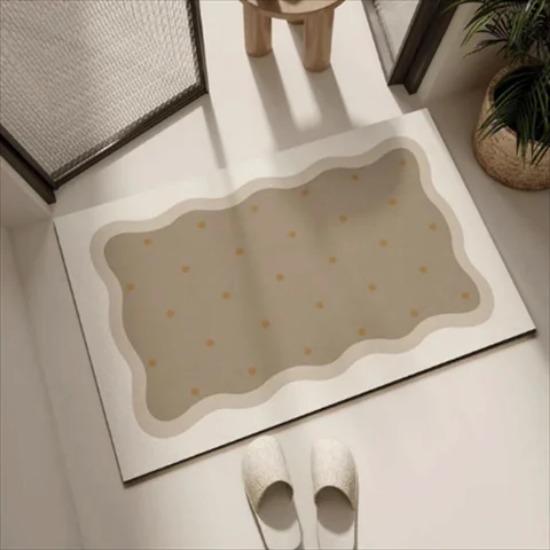 

Крем-стиль коврик для пола в ванной, абсорбирующая подушка из диатомовой земли, противоскользящий ковер, дверь в ванную для разделения сухих и влажных зон 40X60cm 15.7X23.6in