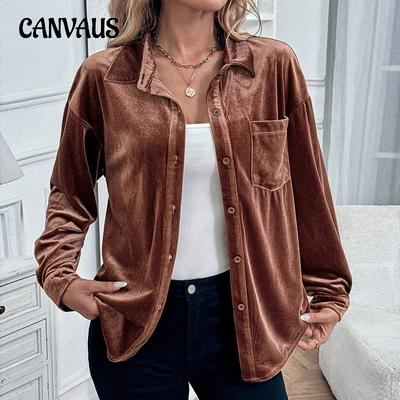 Cardigan in velluto a maniche lunghe con risvolto da donna, primaverile e autunnale