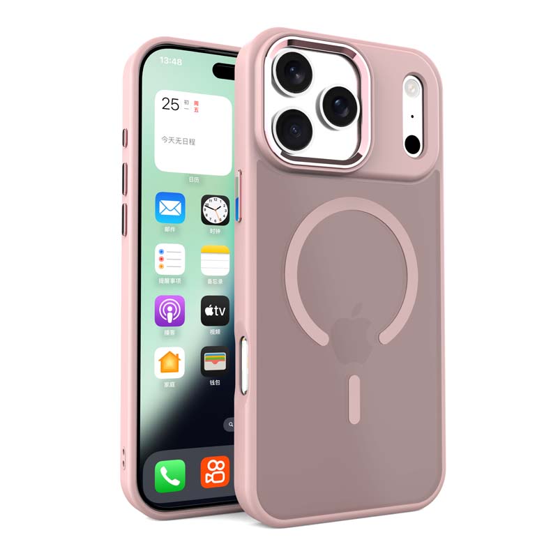 

Матовый магнитный чехол Magsafe для телефона для IPhone 17 17Air 16 15 113 Pro Max Беспроводная зарядка Гибридный противоударный чехол с жесткой задней крышкой For iPhone 13 розовый