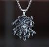 Vintage Snake Woman Medusa Statue Mythical Pendant Necklace