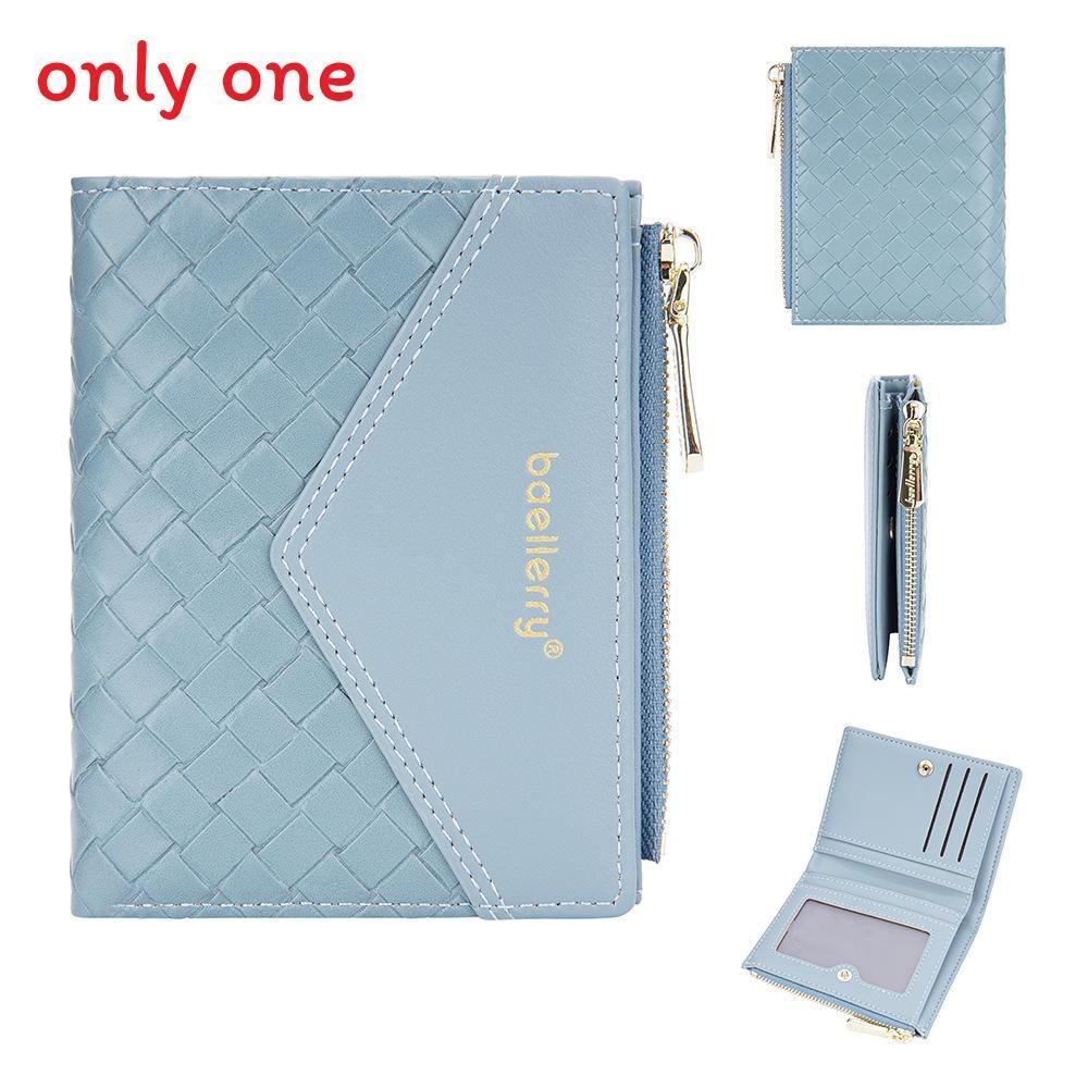 Ladies Fashion Card Holder Pu Material With Weaving Pattern Design And Letter Print For Everyday Carry
